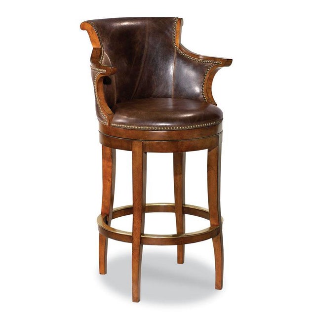 Swivel Leather Counter Stool in Brown Chairish