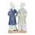 Antique 18th Century Chinese Export Porcelain Blue & White & Celadon Qianlong Double Figure of a Couple For Sale