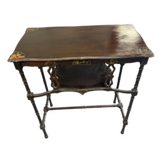1920s Signed Limbert Arts & Crafts Mission Mahogany Side Library Table Hand Painted For Sale