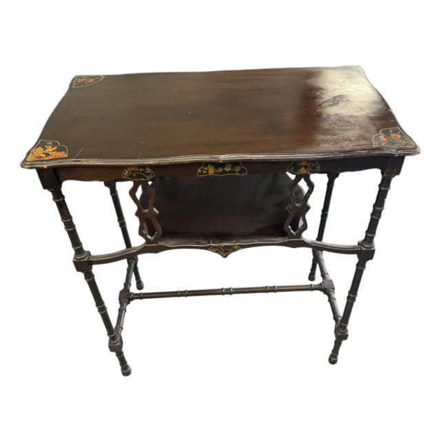 1920s Signed Limbert Arts & Crafts Mission Mahogany Side Library Table Hand Painted For Sale