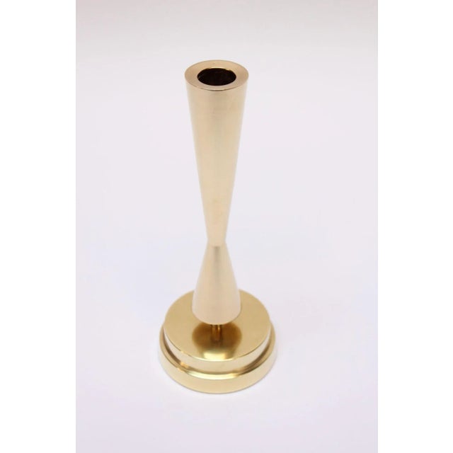 Vintage Solid Brass Sculptural Candlestick/Bud Vase by Crown For Sale - Image 11 of 11