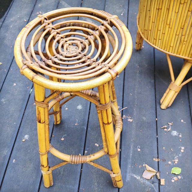 Tiki Bar with Rattan and Bamboo Stools, France, 1950s, Set of 3 For Sale - Image 18 of 18