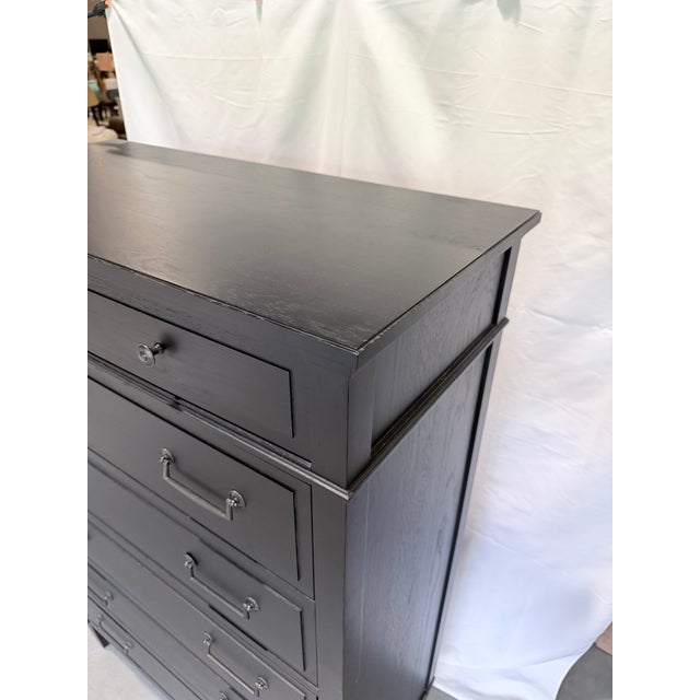 Early 21st Century Ethan Allen Black Seven Drawer Tall Chest For Sale - Image 5 of 12