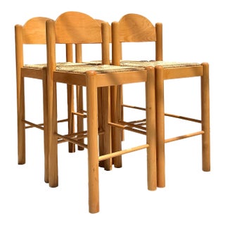 Vintage Boho Italian Rush Seat Padova Stools - Set of 4 For Sale