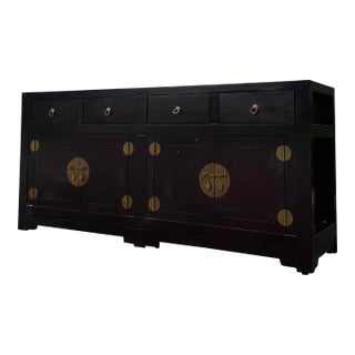 Henredon Acquisitions Chinoiserie Ming Style Ebonized Sideboard With Brass Hardware For Sale