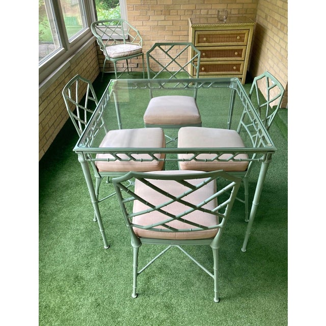 Chinoiserie Vintage 1970s Brown Jordan Calcutta Chinoiserie Patio Dining Set For Sale - Image 3 of 12