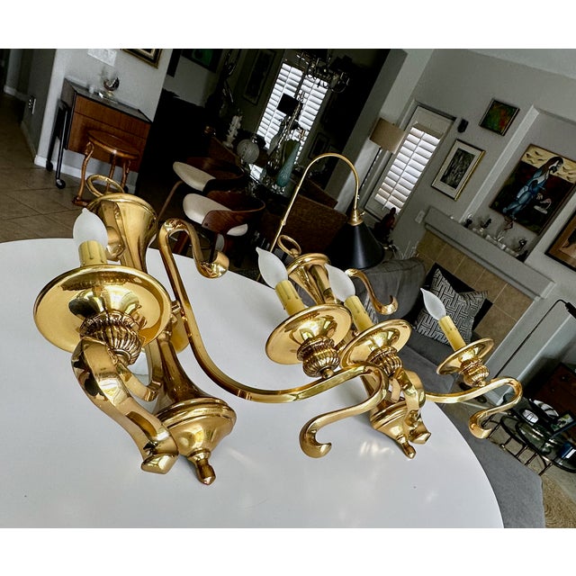 1960s French Brass Double Arm Wall Sconce - a Pair For Sale - Image 4 of 17