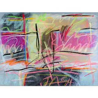 Bold Graffiti Abstract Pastel Painting For Sale
