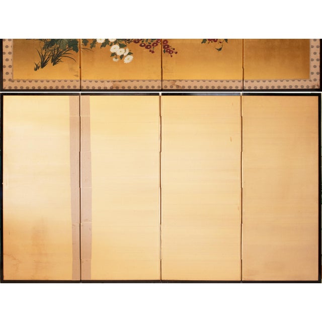 1960s Large Shōwa Era Japanese Byobu Screen "Chrysanthemums" For Sale - Image 17 of 18