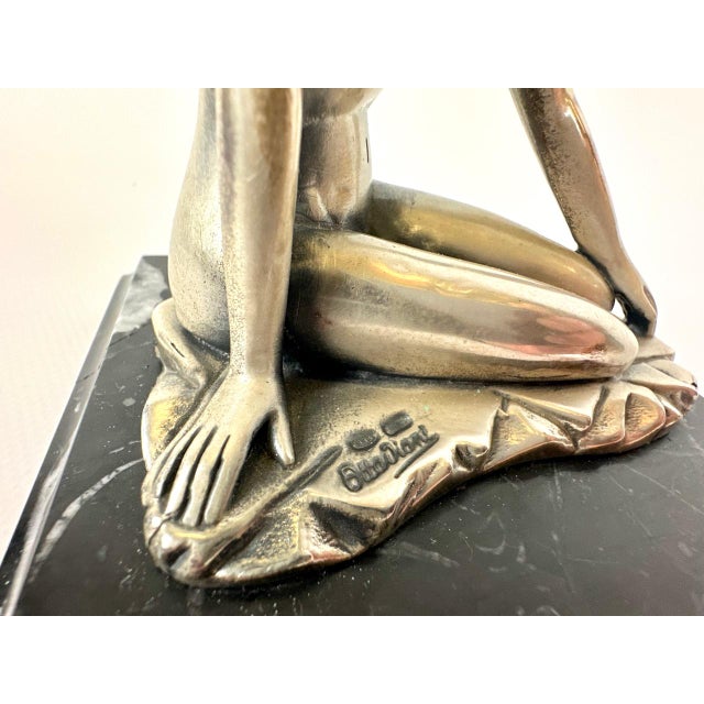Black Art Deco Style Italian Sterling 925 Silver Nude Figurine from Ottaviani, 1960s For Sale - Image 8 of 13