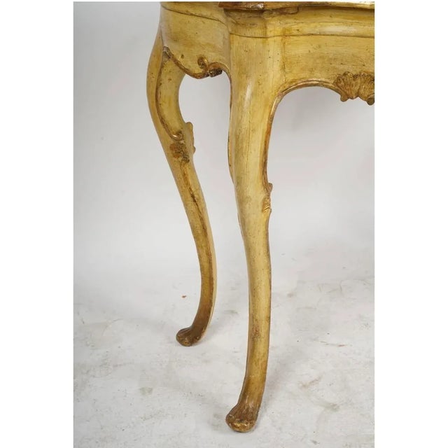 Fine Venetian Rococo Gilt and Yellow-Painted Console Table For Sale In Tampa - Image 6 of 13