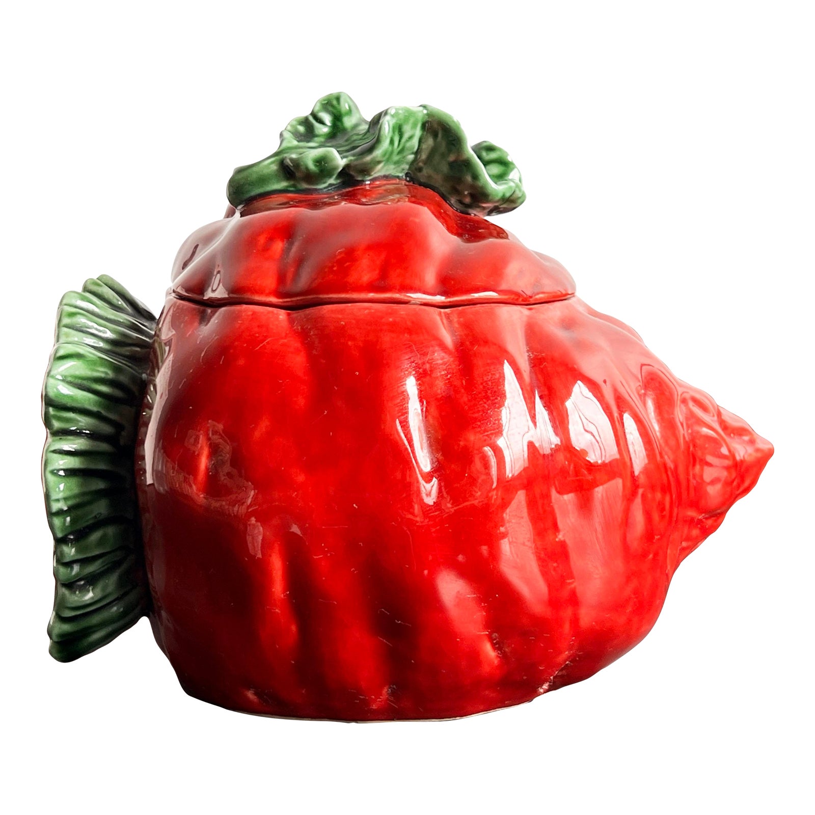 Vintage Ceramic Figural Red Beet Soup Tureen for Borscht W/ Ladle