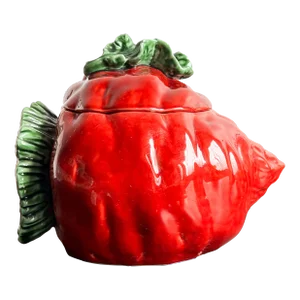 Vintage Ceramic Figural Red Beet Soup Tureen for Borscht W/ Ladle