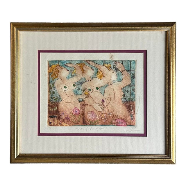 Vintage Boho Original Abstract Mixed Media Drawing Ink and Watercolor on Paper For Sale