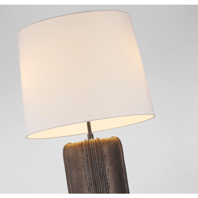 2020s Thomas O'Brien for Visual Comfort Signature Minx Large Table Lamp in Crystal Bronze with Linen Shade For Sale - Image 5 of 6
