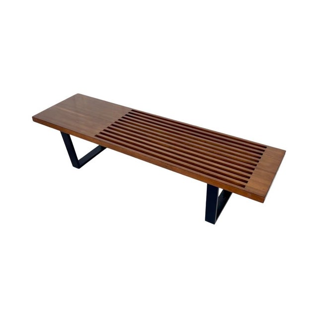 Mid-Century Modern 1960s MCM George Nelson Style Slat Bench For Sale - Image 3 of 10