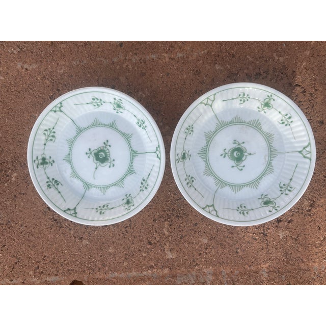 Art Nouveau Vintage Royal Copenhagen Green Fluted Plain 2239 Olive Bowl 4 3/8"d For Sale - Image 3 of 7