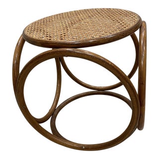 Thonet-Style 1970s Bentwood & Cane Ottoman For Sale