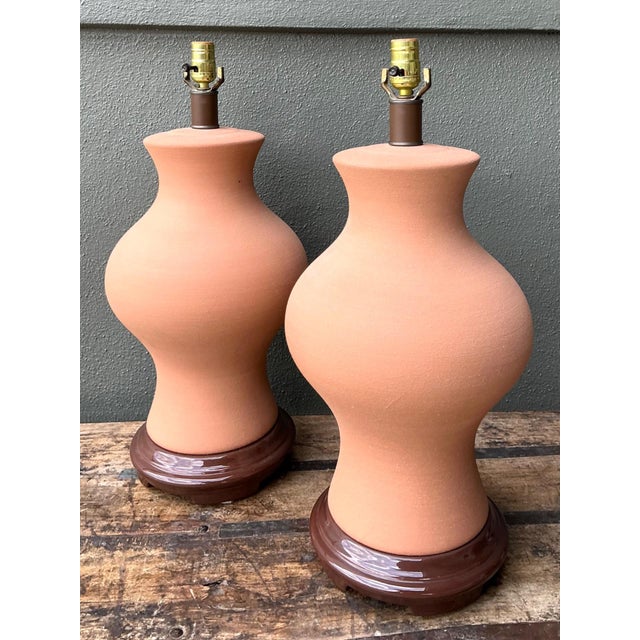 Vintage Terracotta Table Lamps - Pair For Sale - Image 17 of 18