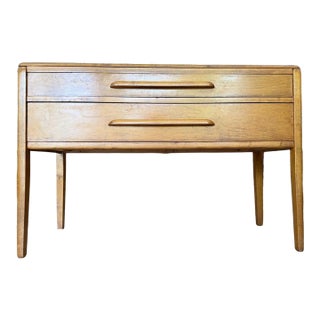 1940s Two Drawer Solid Maple Console Table For Sale