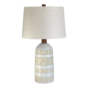 1970s Jane and Gordon Martz Large Ceramic and Walnut Table Lamp