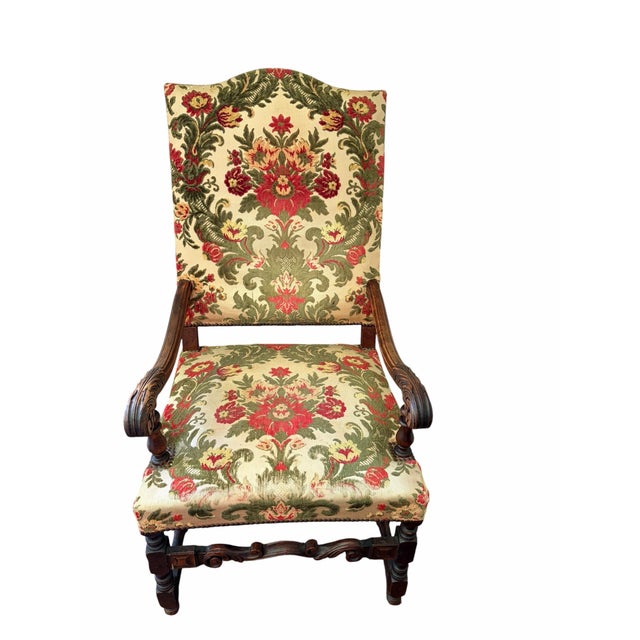 Wood Late 19th Century Pair of Hand-Carved French Baroque Revival Walnut Tapestry Armchairs For Sale - Image 7 of 10