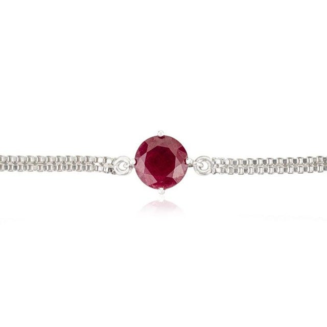 Certified Minimalist 4.9 Ct Ruby Solitaire Bracelet in 925 Sterling Silver For Sale - Image 9 of 13