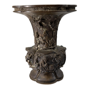 19th Century Japanese Meiji Bronze Ikebana Flower Vase
