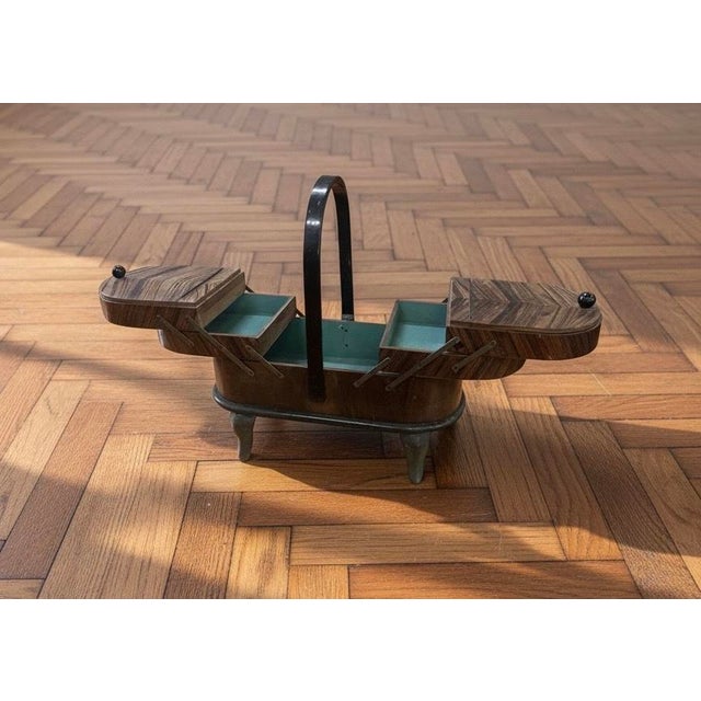 1920s Art Deco Sewing Holder in Walnut Root, 1920s For Sale - Image 5 of 10