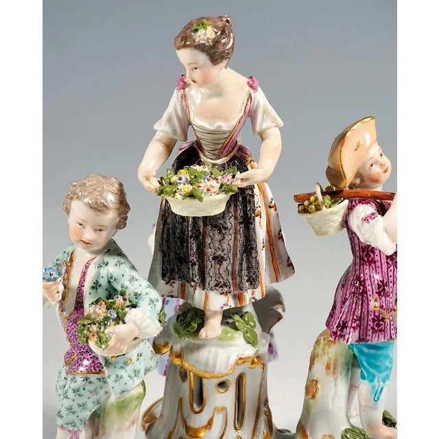 Early Meissen Round Group of Gardener Children by J.J. Kaendler, 1774 For Sale - Image 5 of 9