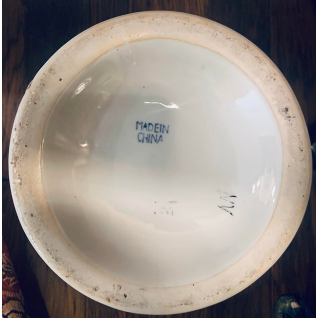 Ceramic 1980’s Vintage Chinoiserie Blue and White Chinese Porcelain Umbrella, Cane Stand or Floor Vase Adorned With Chrysanthemums and Vines For Sale - Image 7 of 12