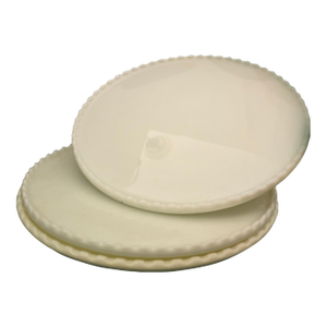 Set of 3 Antique 1930's Ritter Ivrene Cremax Glass Dentist Trays W/ Scalloped Edge