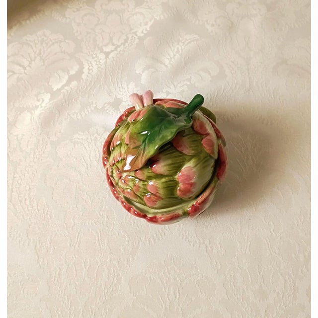 Fitz & Floyd Artichoke Sugar Bowl Ceramic Italian Food Art Table Decor Medditerian Tableware Condiment Dish Grandmillenial For Sale In Savannah - Image 6 of 12