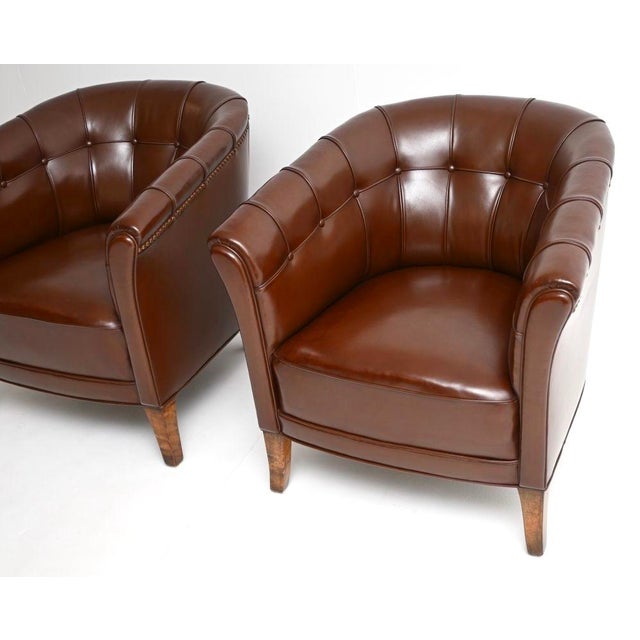 Vintage Swedish Leather Armchairs, 1950s, Set of 2 For Sale - Image 6 of 8