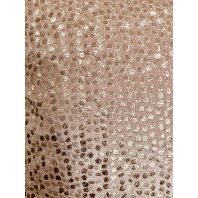 Modern Pastel Pink and Gold Lurex Custom Luxury Embroidered Pillow For Sale - Image 3 of 6