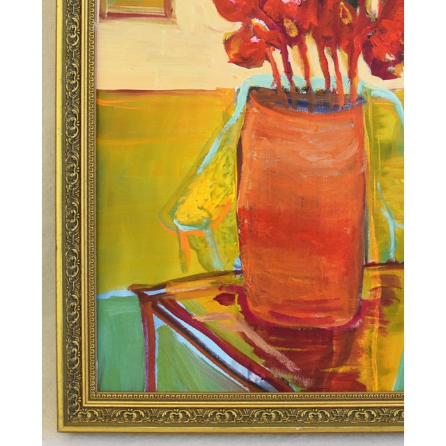 Original Juan Pepe Guzman Floral W/Red Flowers Oil Painting For Sale In Los Angeles - Image 6 of 10