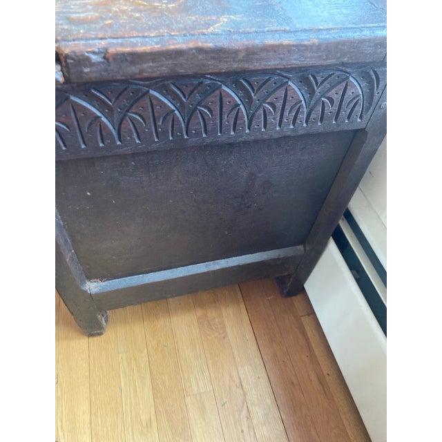 Gothic 18th Century Carved Oak Chest For Sale - Image 3 of 12