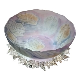 1980s Stunning Reuven Glass From Israel Scalloped Bowl For Sale
