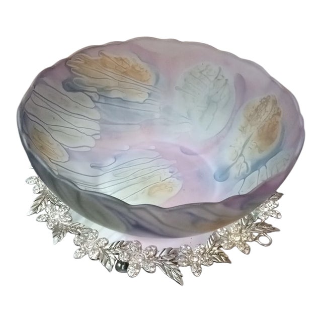 1980s Stunning Reuven Glass From Israel Scalloped Bowl For Sale