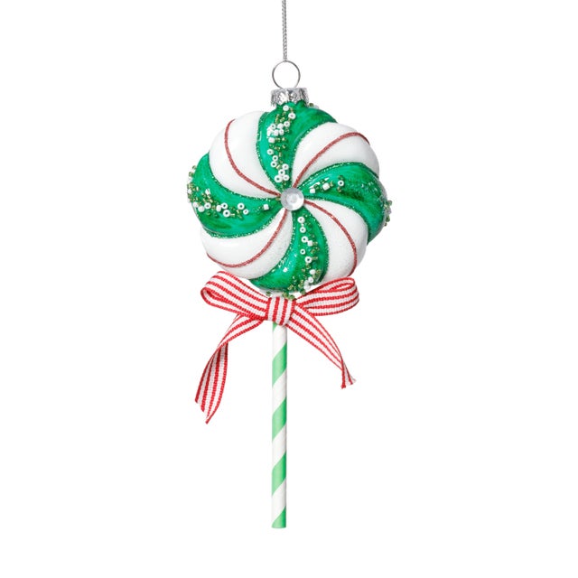 Whimsical and full of festive cheer, these glass lollipop ornaments are a delightful addition to your holiday decorating...