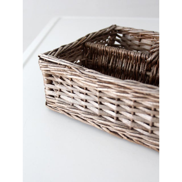 Vintage Divided Wicker Gathering Basket For Sale - Image 14 of 15