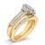Contemporary 14K Yellow Gold Plated Sterling Silver 1/2 Cttw Marquise Cluster Diamond Bridal Set - Size 7 For Sale - Image 3 of 6