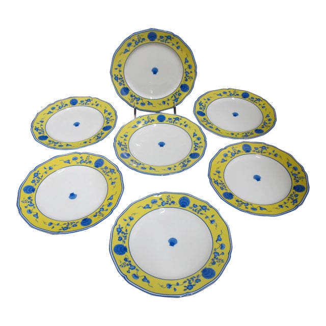 Lynn Chase Whimsical Coastal Theme Costa Azzurra 7 1/2" Dessert Plate Set of 7 For Sale