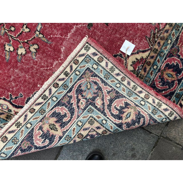 1960s Vintage Turkish Oushak Hand-Knotted Rug - 5′10″ × 9′3″ For Sale - Image 4 of 10