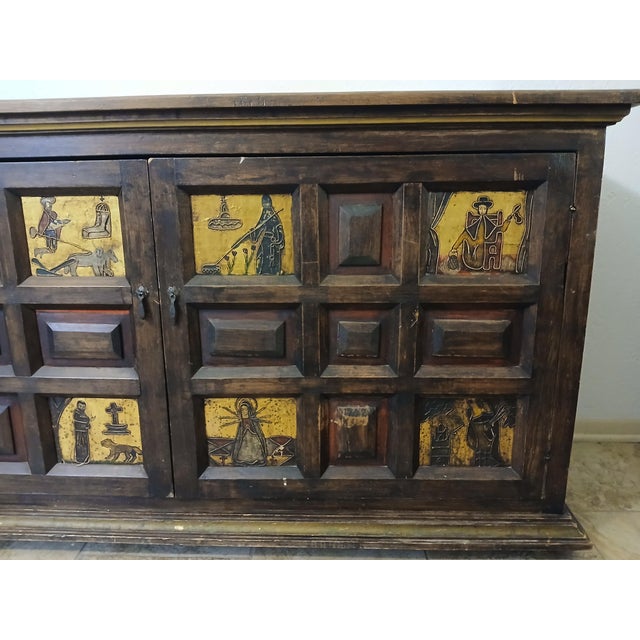 Stunning Spanish/Mexican Colonial style sideboard, believed to date from the 19th to early 20th century. Features...
