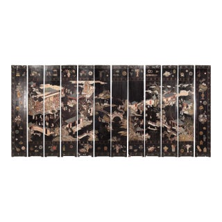 Monumental Chinese Coromandel 12 Panel Room Screen For Sale