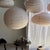 Textile Very Large Round Pinkish Rattan and Natural Linen Pendant Light For Sale - Image 7 of 18