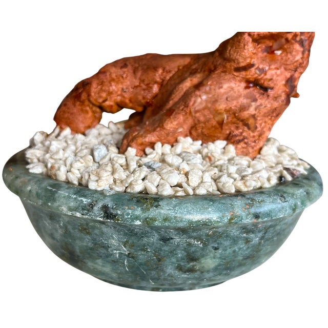 1960s Mid 20th Century Vintage Jade Gemstone Bonsai Peach Tree Sculpture For Sale - Image 5 of 12