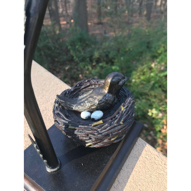 Mid 20th Century Vintage Bronze Bird in Nest Candleholder For Sale - Image 5 of 9