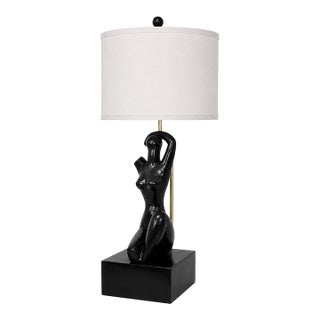 1960s Ebonized Oak Sculptural Figural Table Lamp by Yasha Heifetz For Sale